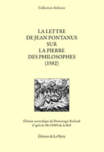 RICHARD Dominique  La lettre de Jean Pontanus sur la pierre des philosophes (1582)  Librairie Eklectic