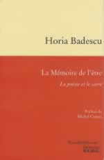BADESCU Horia Mémoire de l´être (La). La poésie et le sacré Librairie Eklectic