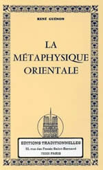 GUENON René Métaphysique orientale (La) Librairie Eklectic